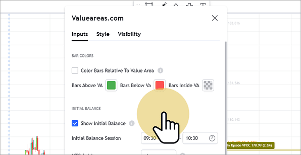 Adjust the various chart settings