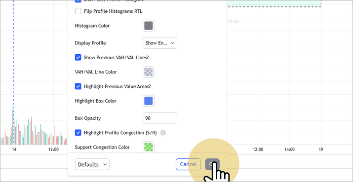 Click 'OK' to save settings